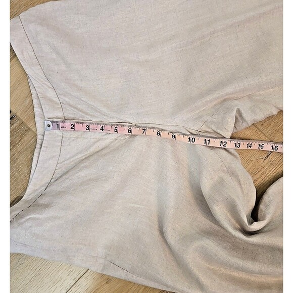 Harve Benard Tan Shimmer Linen Straight Leg Dress Pants Womens 10 Holiday Lined - Picture 3 of 11